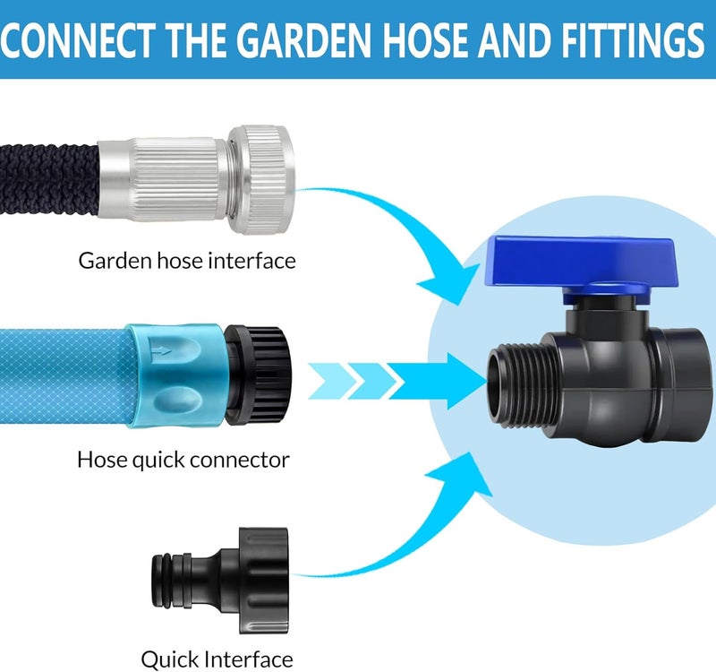 LUOFANT 2 Pack 3/4 Inch Rain Barrel Spigot Kit, PVC Garden Hose Shut Off Valve with Bulkhead Fitting, Rain Barrel Diverter Kit for Water Tanks, Aquariums, Garden Barrel - Image 5